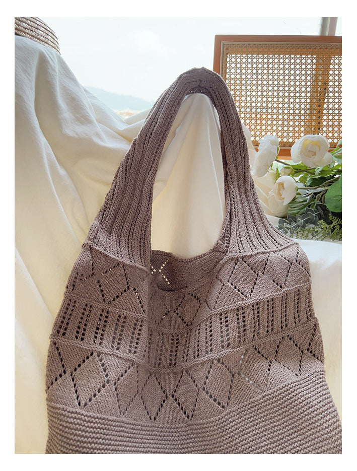 Women’s Retro Cotton Knitted Shoulder Bag for Boho Everyday Style & Gifts