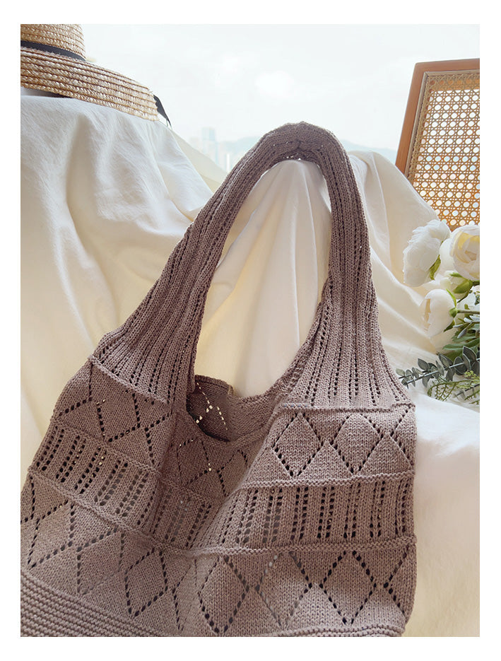 Women’s Retro Cotton Knitted Shoulder Bag for Boho Everyday Style & Gifts