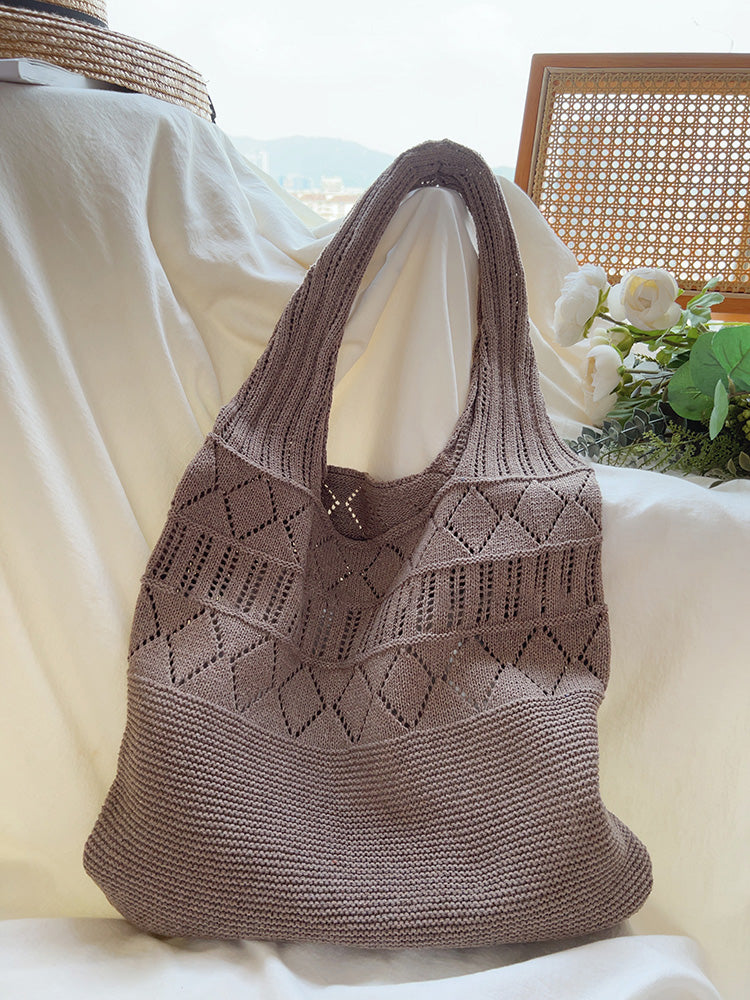 Women’s Retro Cotton Knitted Shoulder Bag for Boho Everyday Style & Gifts
