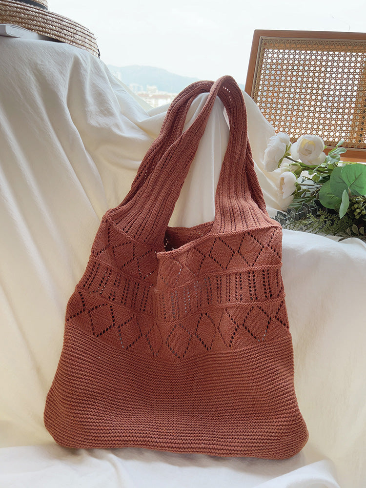 Women’s Retro Cotton Knitted Shoulder Bag for Boho Everyday Style & Gifts