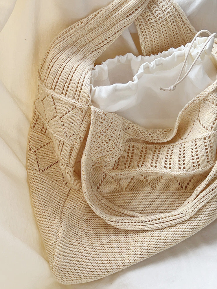 Women’s Retro Cotton Knitted Shoulder Bag for Boho Everyday Style & Gifts