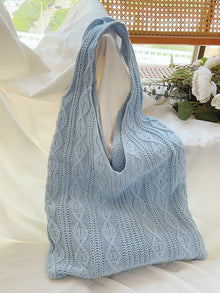 Women’s Retro Artsy Twist Cotton Knitted Shoulder Bag for Boho Everyday Style & Gifts