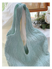 Women’s Retro Artsy Twist Cotton Knitted Shoulder Bag for Boho Everyday Style & Gifts