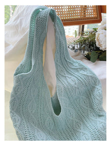 Women’s Retro Artsy Twist Cotton Knitted Shoulder Bag for Boho Everyday Style & Gifts