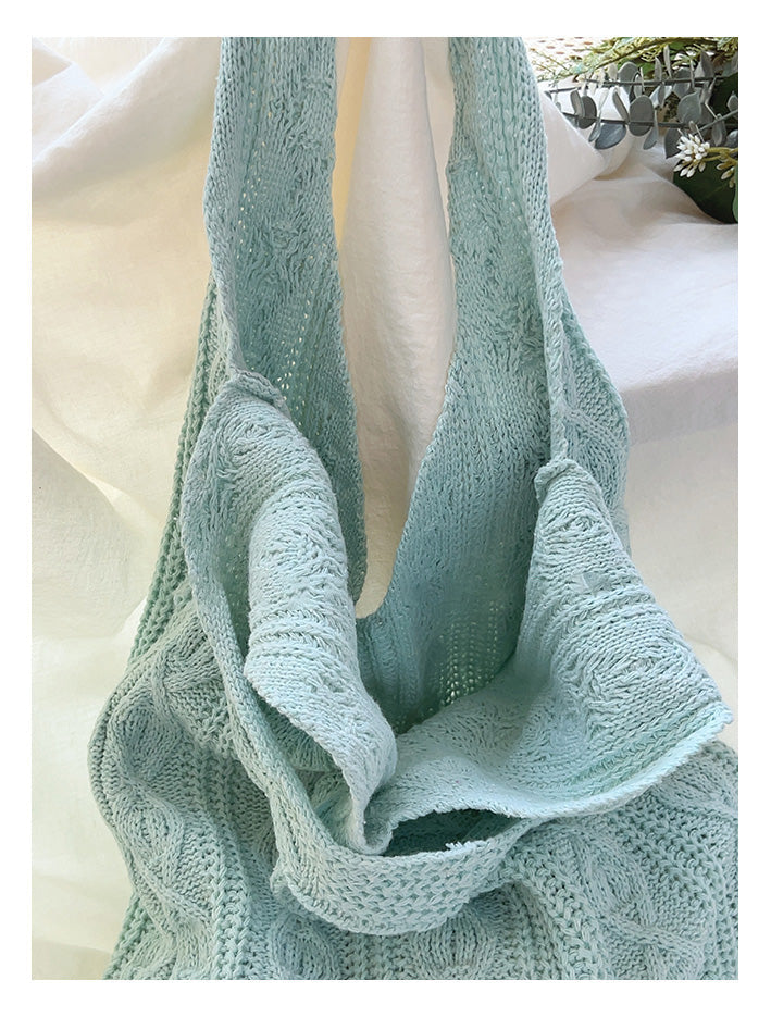 Women’s Retro Artsy Twist Cotton Knitted Shoulder Bag for Boho Everyday Style & Gifts
