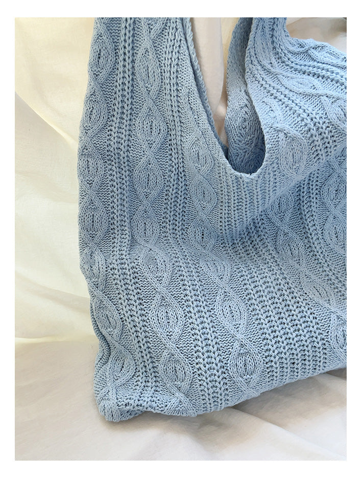 Women’s Retro Artsy Twist Cotton Knitted Shoulder Bag for Boho Everyday Style & Gifts