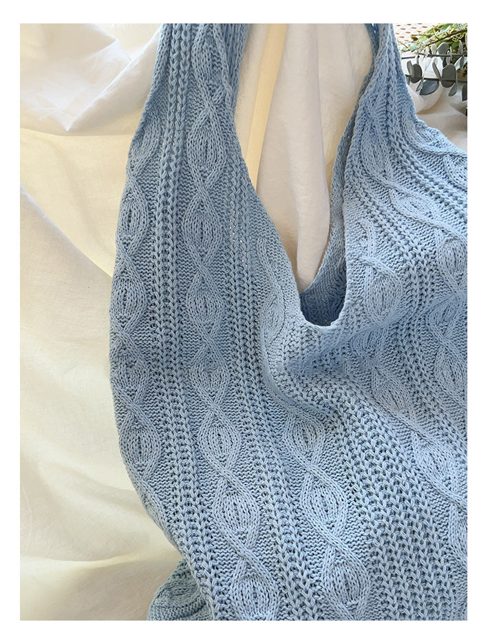 Women’s Retro Artsy Twist Cotton Knitted Shoulder Bag for Boho Everyday Style & Gifts