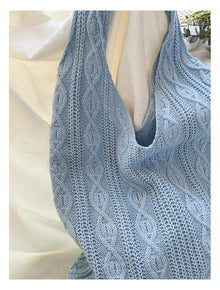 Women’s Retro Artsy Twist Cotton Knitted Shoulder Bag for Boho Everyday Style & Gifts