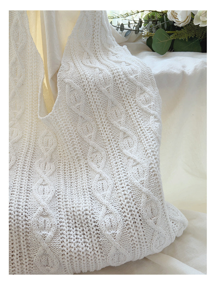 Women’s Retro Artsy Twist Cotton Knitted Shoulder Bag for Boho Everyday Style & Gifts