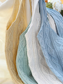 Women’s Retro Artsy Twist Cotton Knitted Shoulder Bag for Boho Everyday Style & Gifts