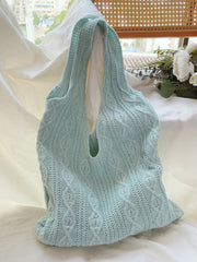 Women’s Retro Artsy Twist Cotton Knitted Shoulder Bag for Boho Everyday Style & Gifts