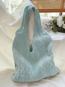 Women’s Retro Artsy Twist Cotton Knitted Shoulder Bag for Boho Everyday Style & Gifts