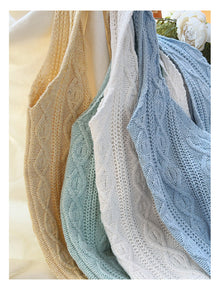 Women’s Retro Artsy Twist Cotton Knitted Shoulder Bag for Boho Everyday Style & Gifts