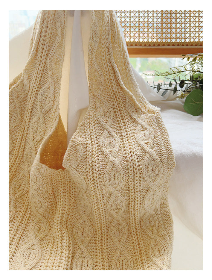 Women’s Retro Artsy Twist Cotton Knitted Shoulder Bag for Boho Everyday Style & Gifts