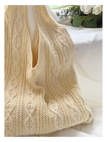 Women’s Retro Artsy Twist Cotton Knitted Shoulder Bag for Boho Everyday Style & Gifts