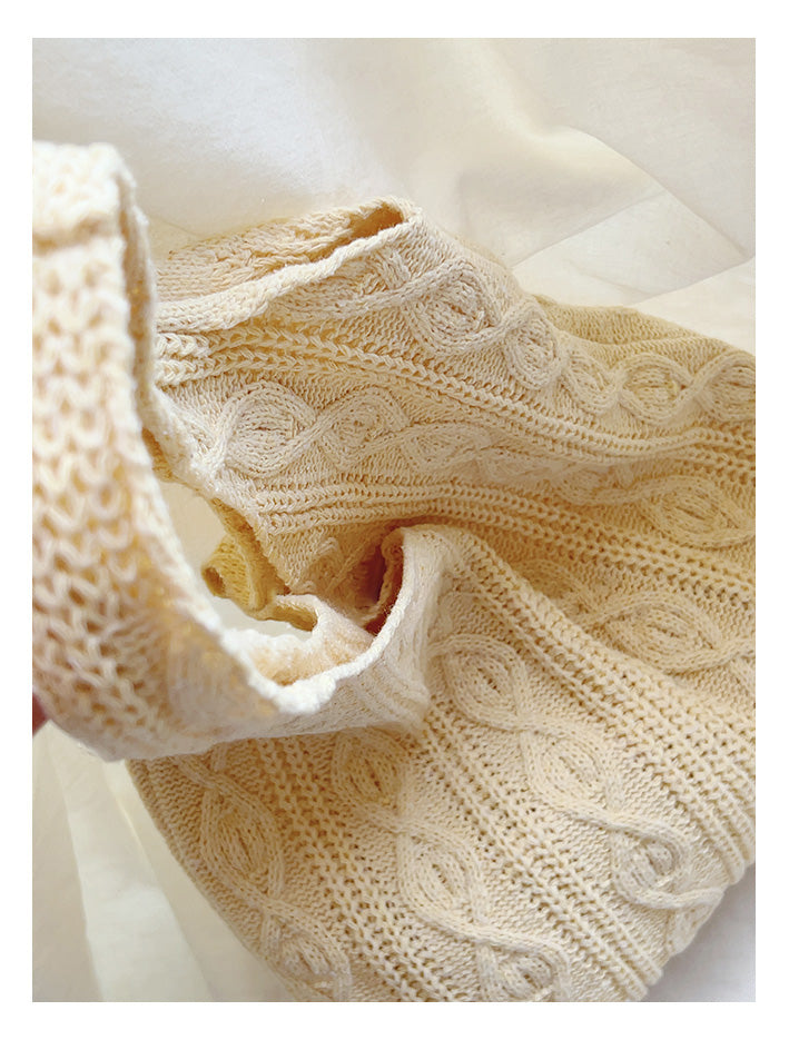 Women’s Retro Artsy Twist Cotton Knitted Shoulder Bag for Boho Everyday Style & Gifts