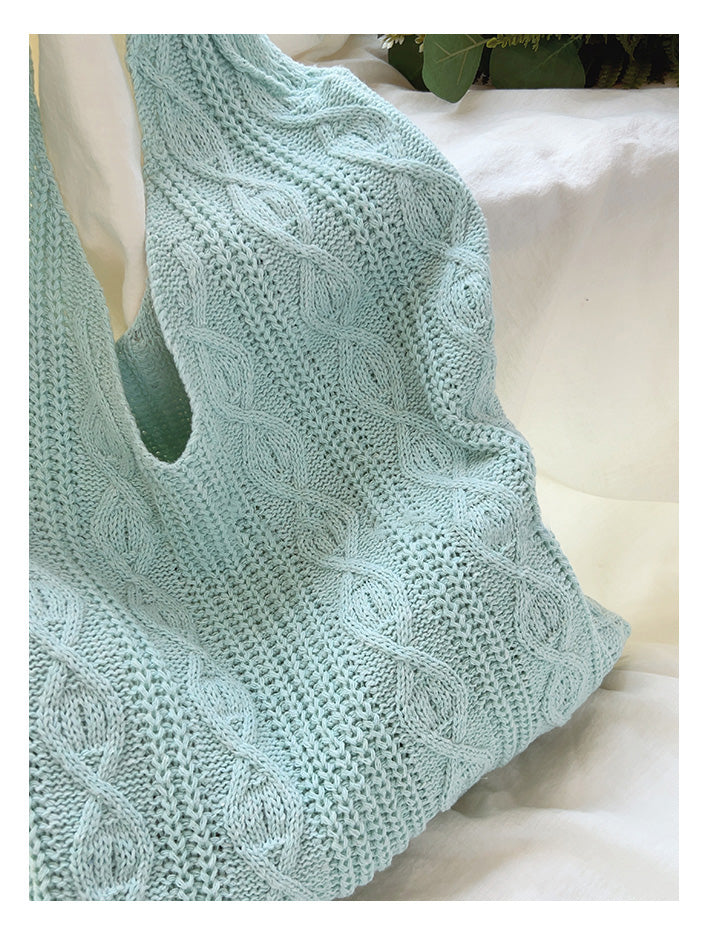 Women’s Retro Artsy Twist Cotton Knitted Shoulder Bag for Boho Everyday Style & Gifts