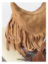 Women’s Soft Leather Soft Suede Shoulder Bag with Tassel for Everyday City Outfits