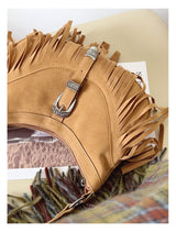Women’s Soft Leather Soft Suede Shoulder Bag with Tassel for Everyday City Outfits