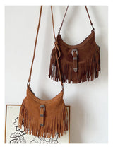 Women’s Soft Leather Soft Suede Shoulder Bag with Tassel for Everyday City Outfits