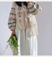 Women’s Macrame Cotton Retro Cotton Macrame Crossbody Bag with Tassels for Boho Everyday Style & Gifts