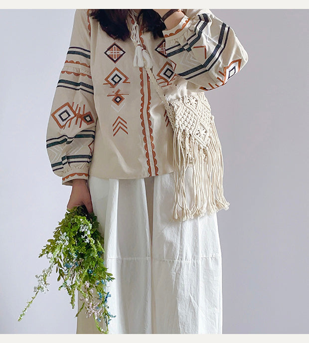 Women’s Macrame Cotton Retro Cotton Macrame Crossbody Bag with Tassels for Boho Everyday Style & Gifts