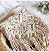 Women’s Macrame Cotton Retro Cotton Macrame Crossbody Bag with Tassels for Boho Everyday Style & Gifts