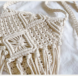 Women’s Macrame Cotton Retro Cotton Macrame Crossbody Bag with Tassels for Boho Everyday Style & Gifts