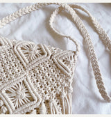 Women’s Macrame Cotton Retro Cotton Macrame Crossbody Bag with Tassels for Boho Everyday Style & Gifts