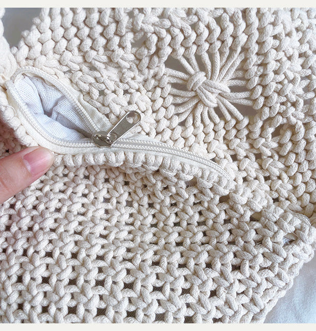 Women’s Macrame Cotton Retro Cotton Macrame Crossbody Bag with Tassels for Boho Everyday Style & Gifts