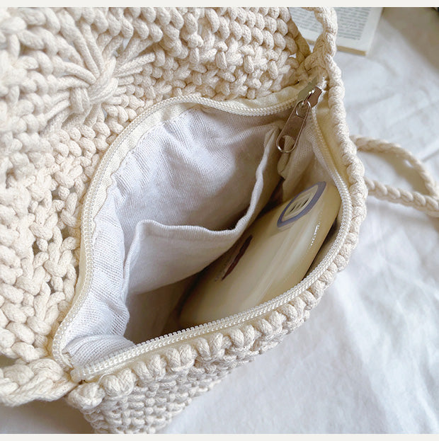 Women’s Macrame Cotton Retro Cotton Macrame Crossbody Bag with Tassels for Boho Everyday Style & Gifts