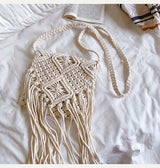 Women’s Macrame Cotton Retro Cotton Macrame Crossbody Bag with Tassels for Boho Everyday Style & Gifts