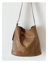 Women’s Retro Bucket Leather Bag for Everyday City Outfits