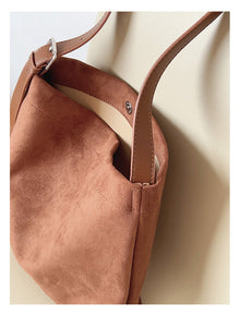 Soft Suede Leather Shoulder Bag for Women, Everyday City Purse
