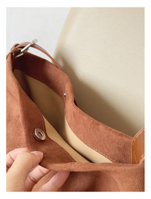 Soft Suede Leather Shoulder Bag for Women, Everyday City Purse