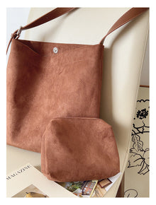 Soft Suede Leather Shoulder Bag for Women, Everyday City Purse