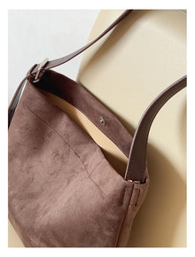 Soft Suede Leather Shoulder Bag for Women, Everyday City Purse