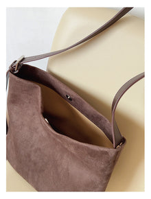 Soft Suede Leather Shoulder Bag for Women, Everyday City Purse