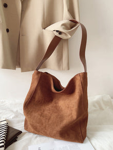 Soft Suede Leather Shoulder Bag for Women, Everyday City Purse