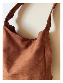 Soft Suede Leather Shoulder Bag for Women, Everyday City Purse