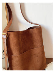 Women’s Soft Leather Soft Suede Shoulder Bag for Everyday City Outfits