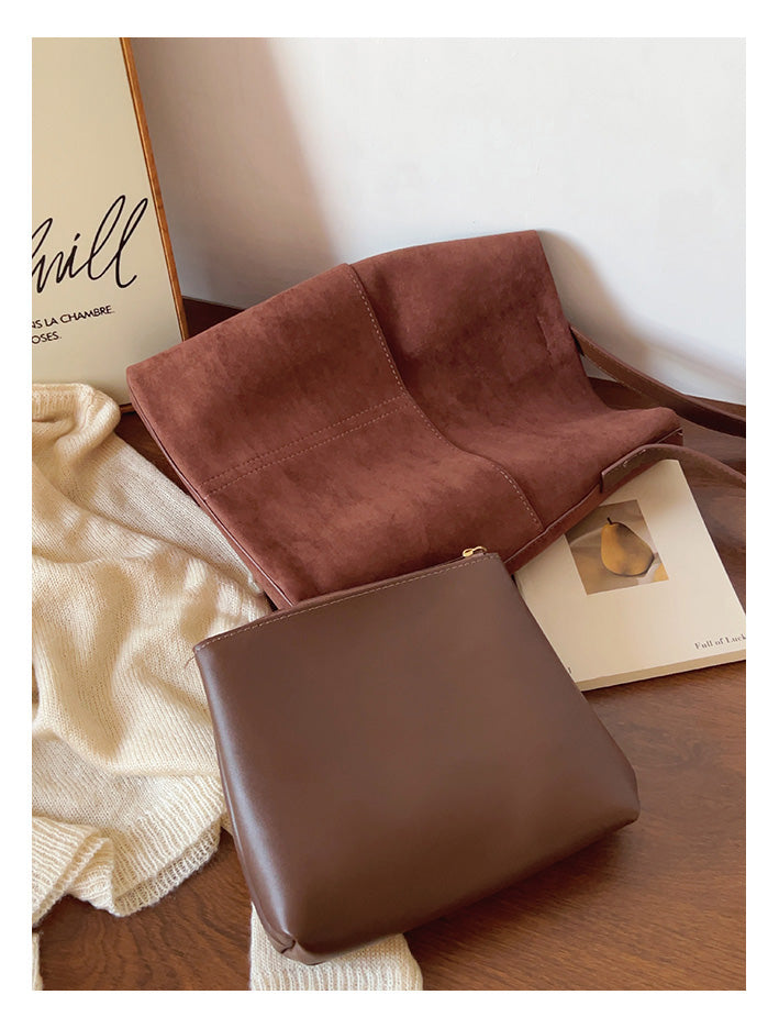 Women’s Soft Leather Soft Suede Shoulder Bag for Everyday City Outfits