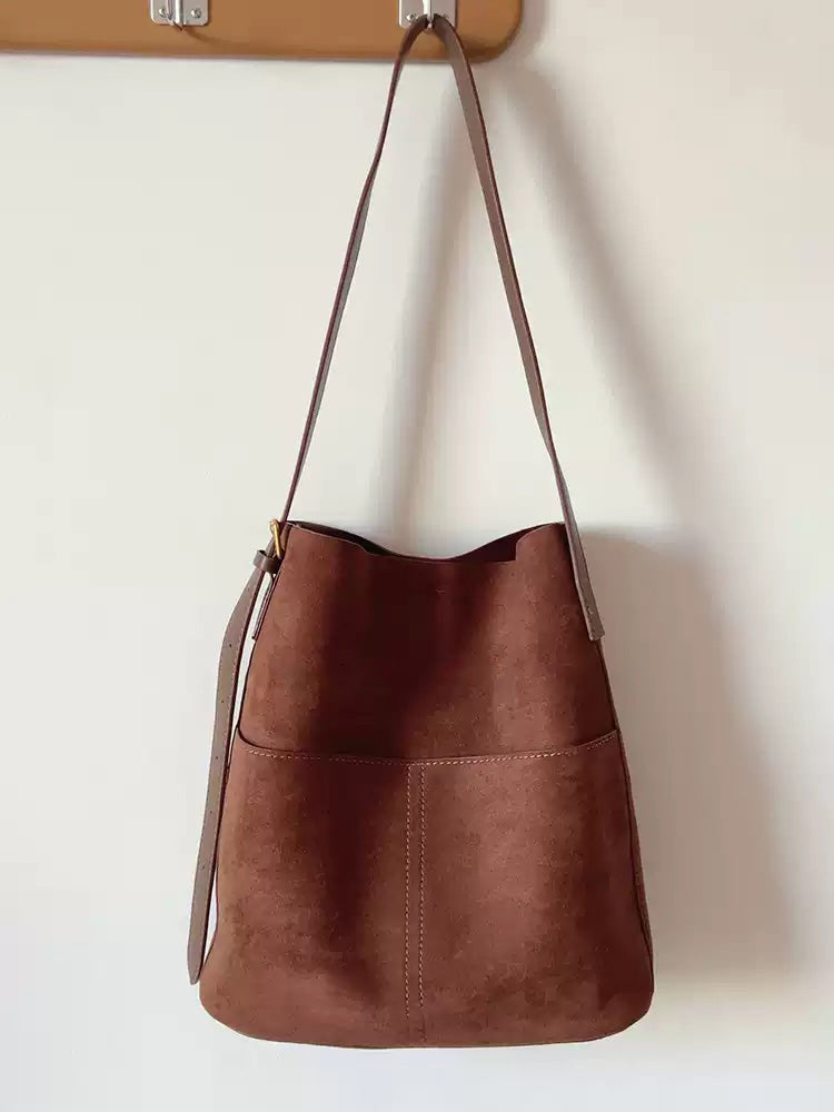Women’s Soft Leather Soft Suede Shoulder Bag for Everyday City Outfits