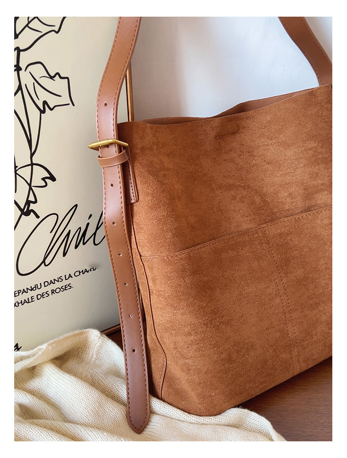 Women’s Soft Leather Soft Suede Shoulder Bag for Everyday City Outfits
