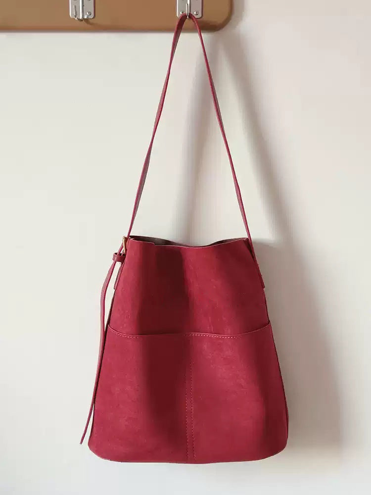 Women’s Soft Leather Soft Suede Shoulder Bag for Everyday City Outfits
