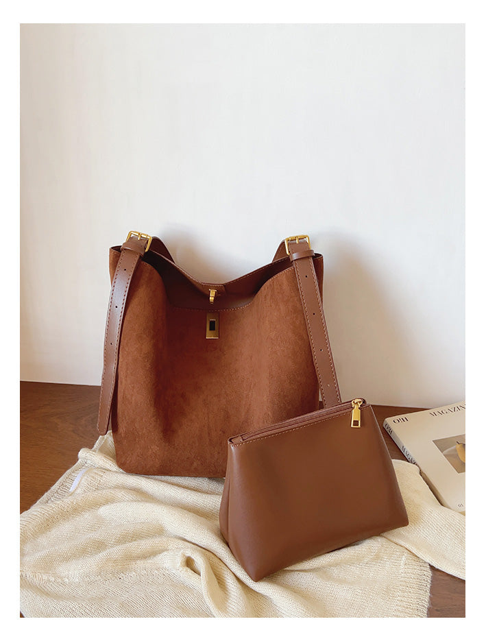 Women’s Soft Leather Soft Suede Shoulder Bag for Everyday City Outfits