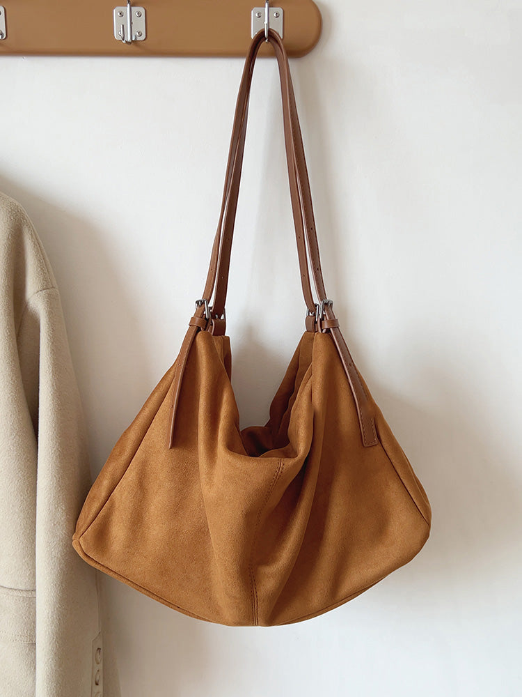 Women’s Soft Leather Soft Suede Shoulder Bag for Everyday City Outfits