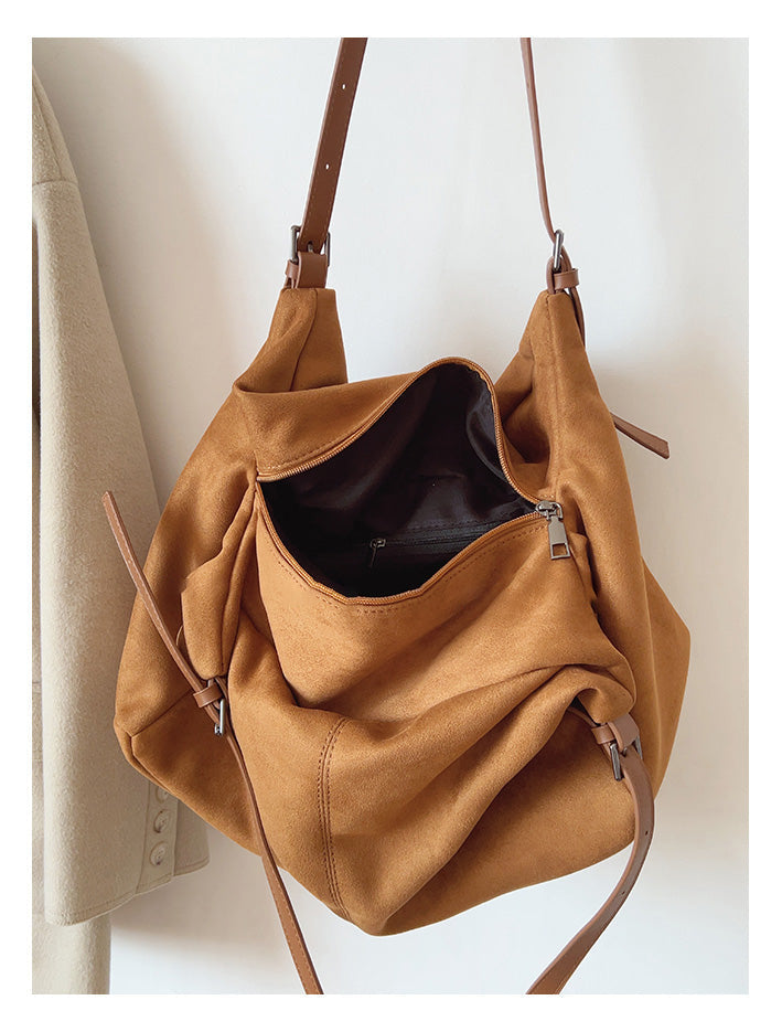 Women’s Soft Leather Soft Suede Shoulder Bag for Everyday City Outfits