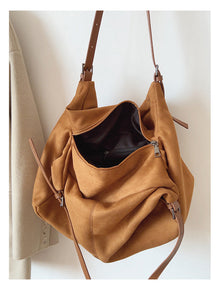 Soft Suede Leather Shoulder Bag for Women, Everyday City Purse