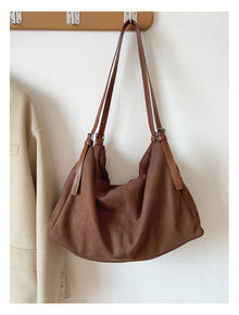 Soft Suede Leather Shoulder Bag for Women, Everyday City Purse